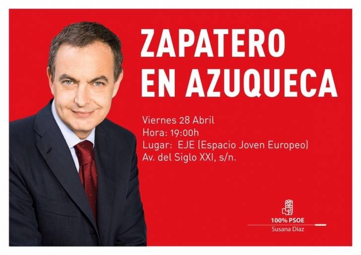 El ex presidente Zapatero irá a Azuqueca de Heanares para pedir el apoyo para Susana Díaz