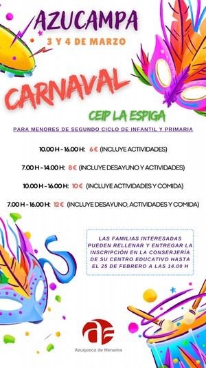 Abierto el plazo para inscribirse en el campamento urbano de Carnaval en Azuqueca