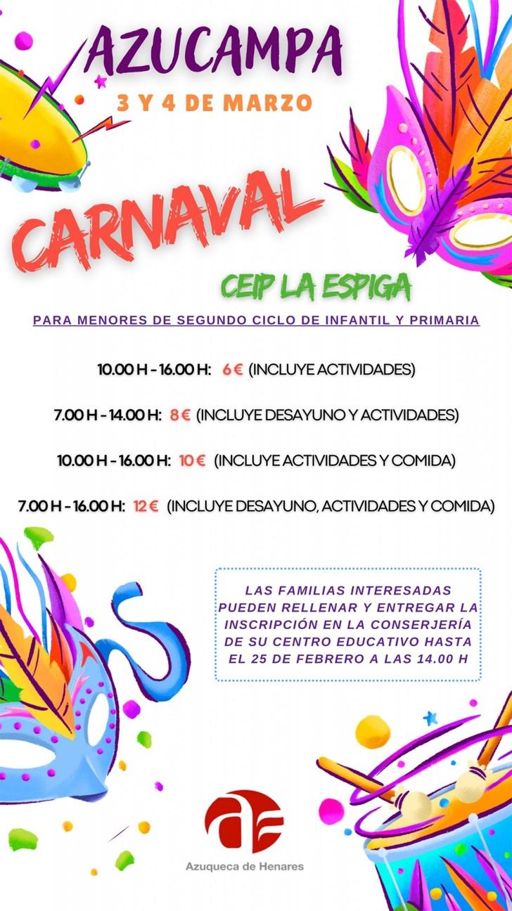 Abierto el plazo para inscribirse en el campamento urbano de Carnaval en Azuqueca