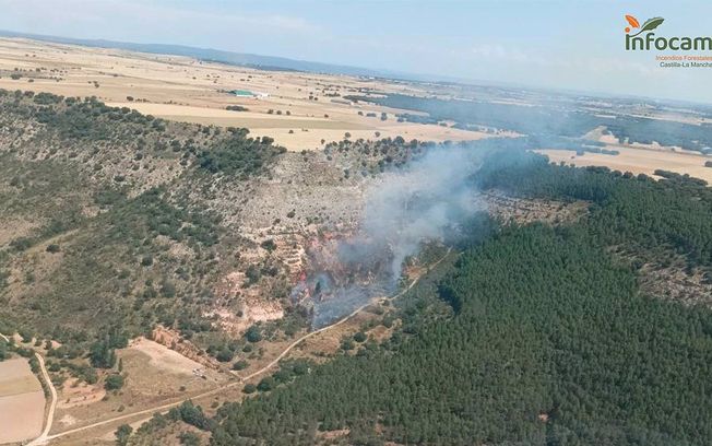 Declarado un incendio en Argecilla en el que trabajan tres medios aéreos y cinco terrestres