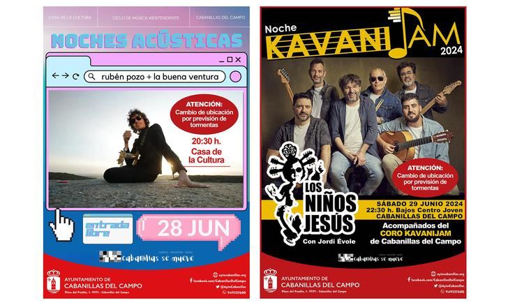 Cambio de ubicación de los dos grandes conciertos de este fin de semana en Cabanillas