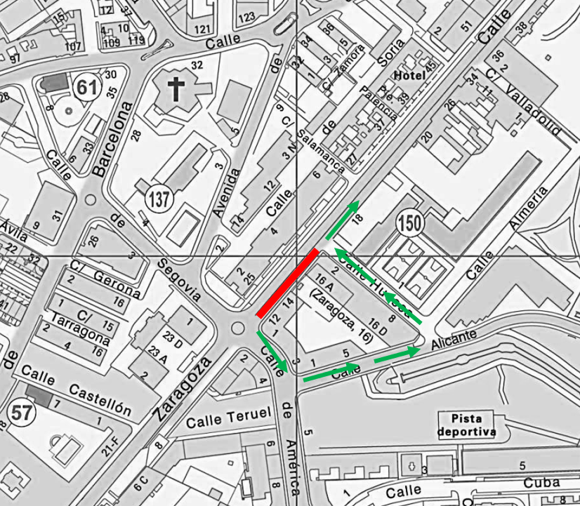 La próxima semana se cortará al tráfico un tramo de la calle Zaragoza para reparar dos pasos de peatones de su entorno 