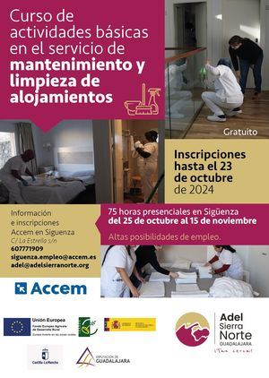 ADEL convoca un curso de formación como personal de mantenimiento y limpieza de alojamientos