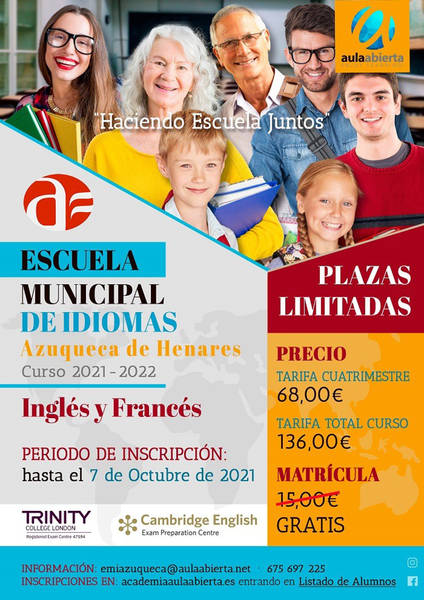 La matriculación en la Escuela Municipal de Idiomas de Azuqueca (EMIA) para este curso está abierta hasta el 7 de octubre