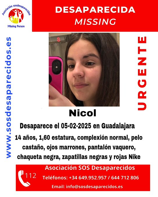 Buscan a una menor de 14 años desaparecida el día 5 de febrero en Guadalajara