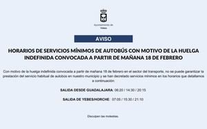 Servicios mínimos de autobús por huelga indefinida a partir del 18 de febrero