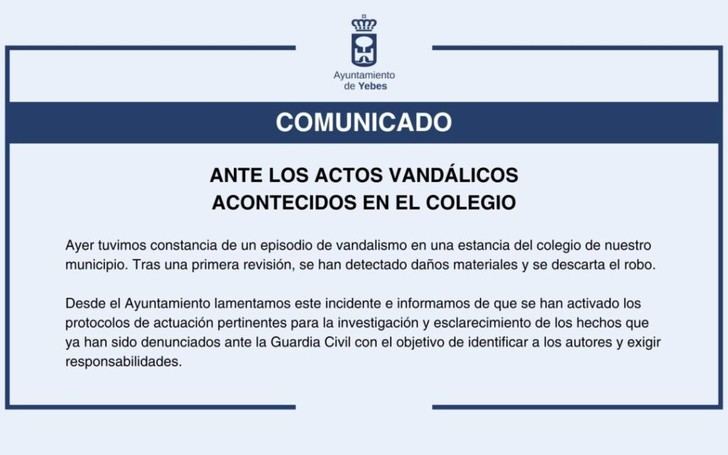 Vandalismo en colegio local: Ayuntamiento investiga incidentes